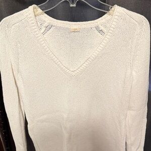 J. Crew White V-Neck Sweater